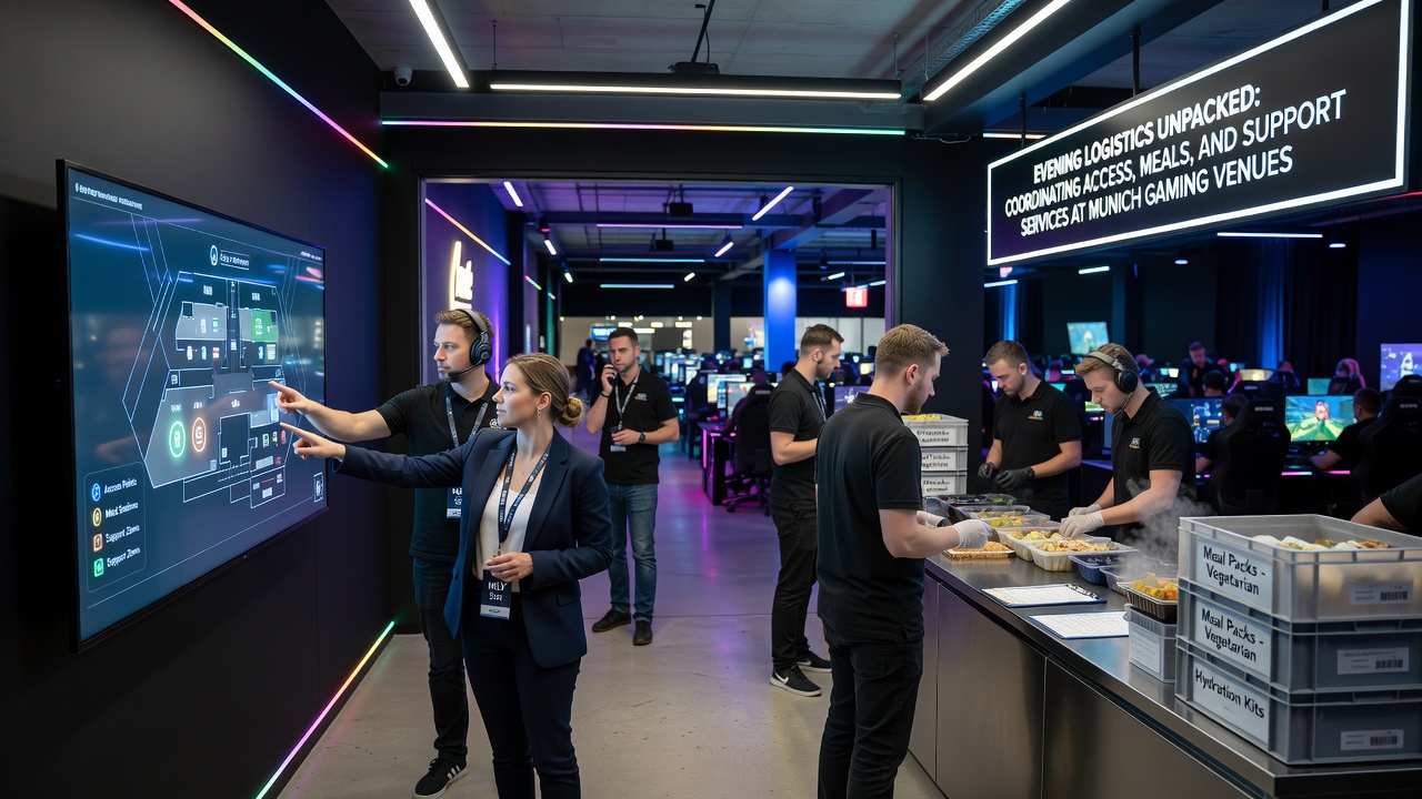 Unterstützungsservices und Mahlzeitenbereich in einem Münchner Gaming-Venue