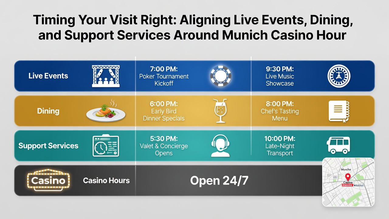 Gastronomiebereich in einem Münchner Casino mit gedeckten Tischen und Gästen
